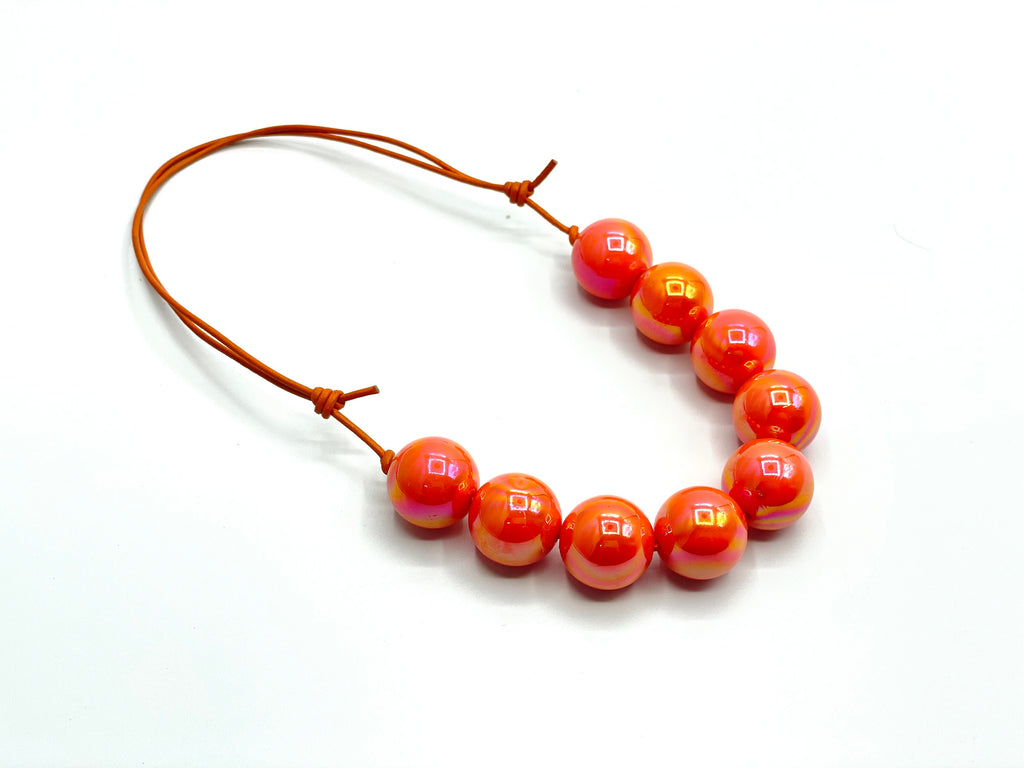 Orange Glossy Regular Adjustable Necklace