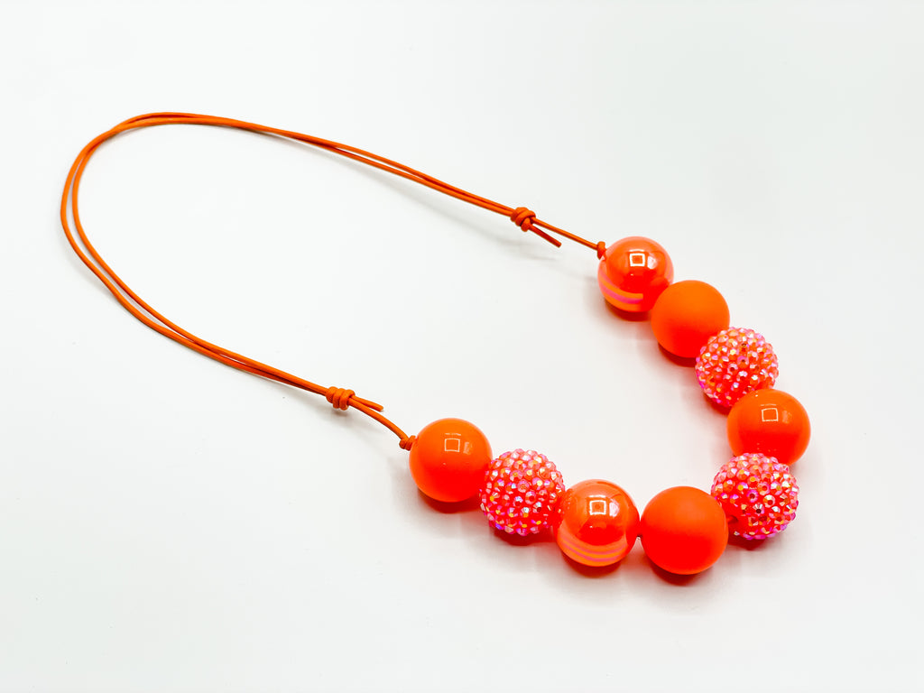 Neon Orange Glitzy Regular Adjustable Necklace