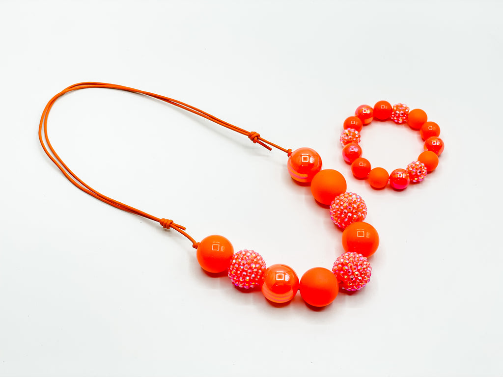 Neon Orange Glitzy Bracelet