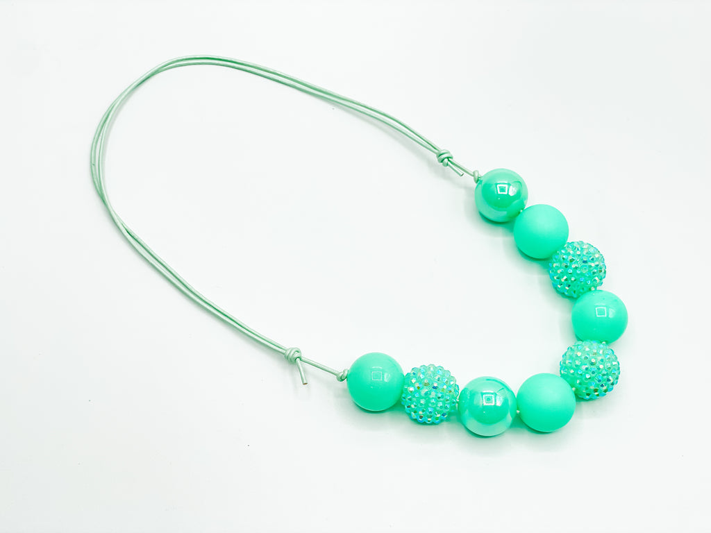Neon Turquoise Glitzy Regular Adjustable Necklace